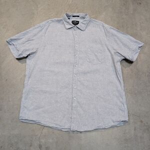 Rodd & Gunn 100% Linen Shirt Men's 3XL Short Sleeve Gray Button Up Italian